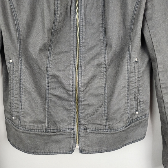 Express Black Utility Moto Jacket with Classic Collar and Fitted Silhouette Sz 6 - Picture 4 of 11